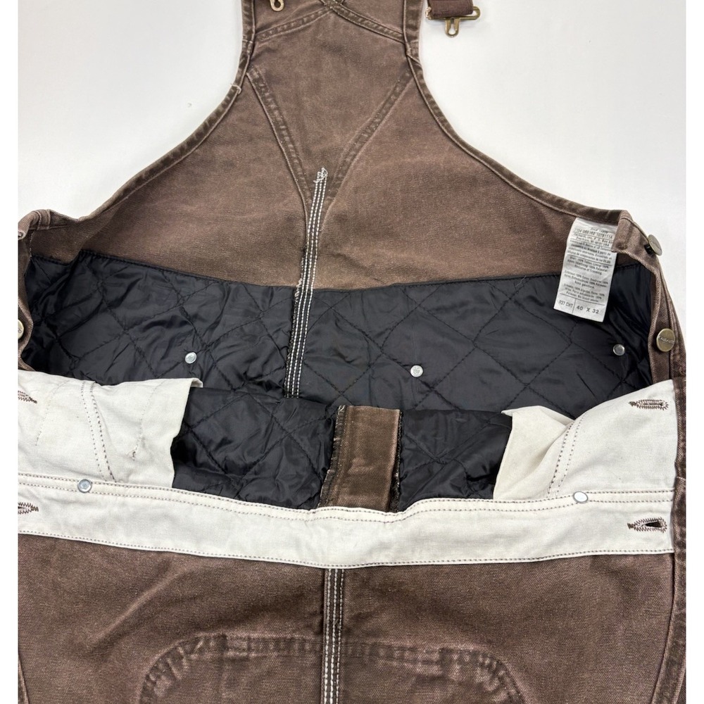 Carhartt R27 CHT Choc Brown Insulated Double Knee Leg Zip Bibs. Men's 40x32 - Picture 7 of 16